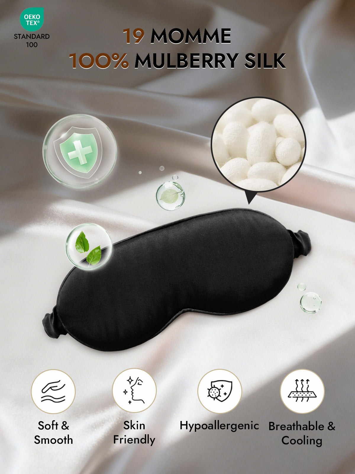 [Black] SilkSilky  Pure Silk Eye Mask 002