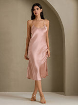 [Tuscany] SilkSilky  Spaghetti Strap V Neck Dress 006