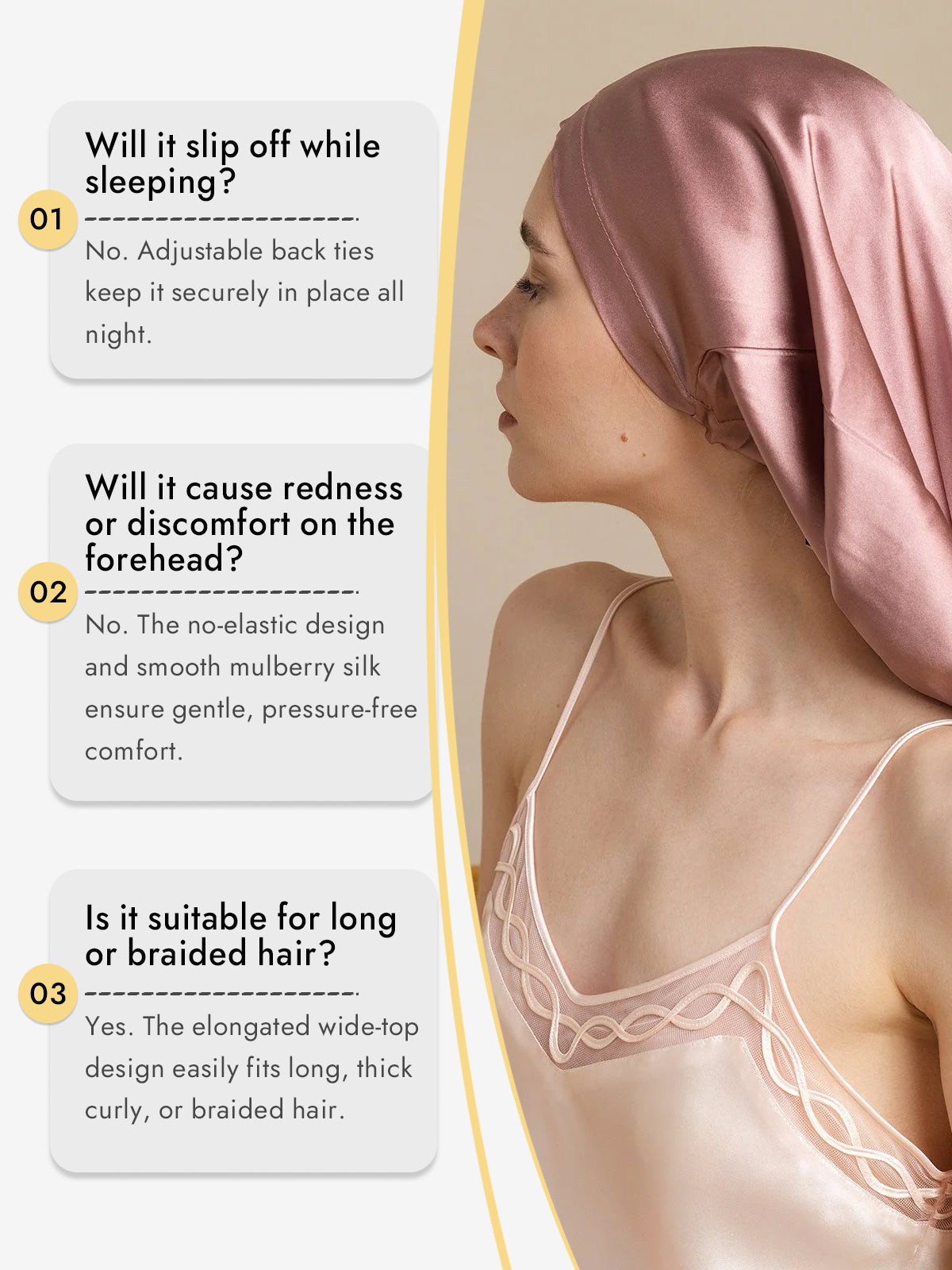 [Pale Mauve] SilkSilky  Pure Silk Sleep Cap 008