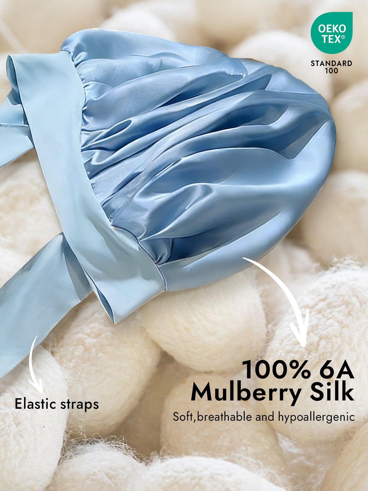 [Sky Blue] SilkSilky  Pure Silk Sleep Cap 002