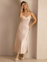 [Pink] SilkSilky  Spaghetti Strap V Neck Dress 006
