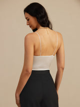 [White] SilkSilky  Spaghetti Strap V Neck Camisole Top 002