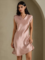 [Tuscany] SilkSilky  Cap Sleeve V Neck Nightgown 003