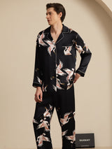 [Black] SilkSilky  Long Sleeve Notch Collar Men's Pajamas 003