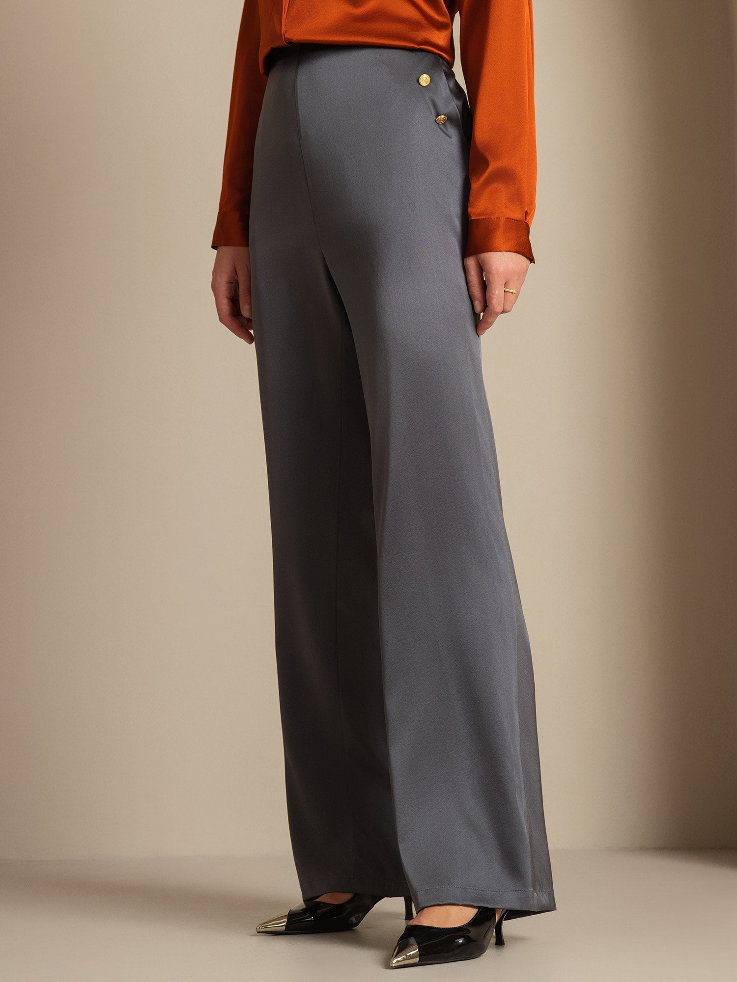 [Dark Gray] SilkSilky  19Momme Silk Womens Pants 005,