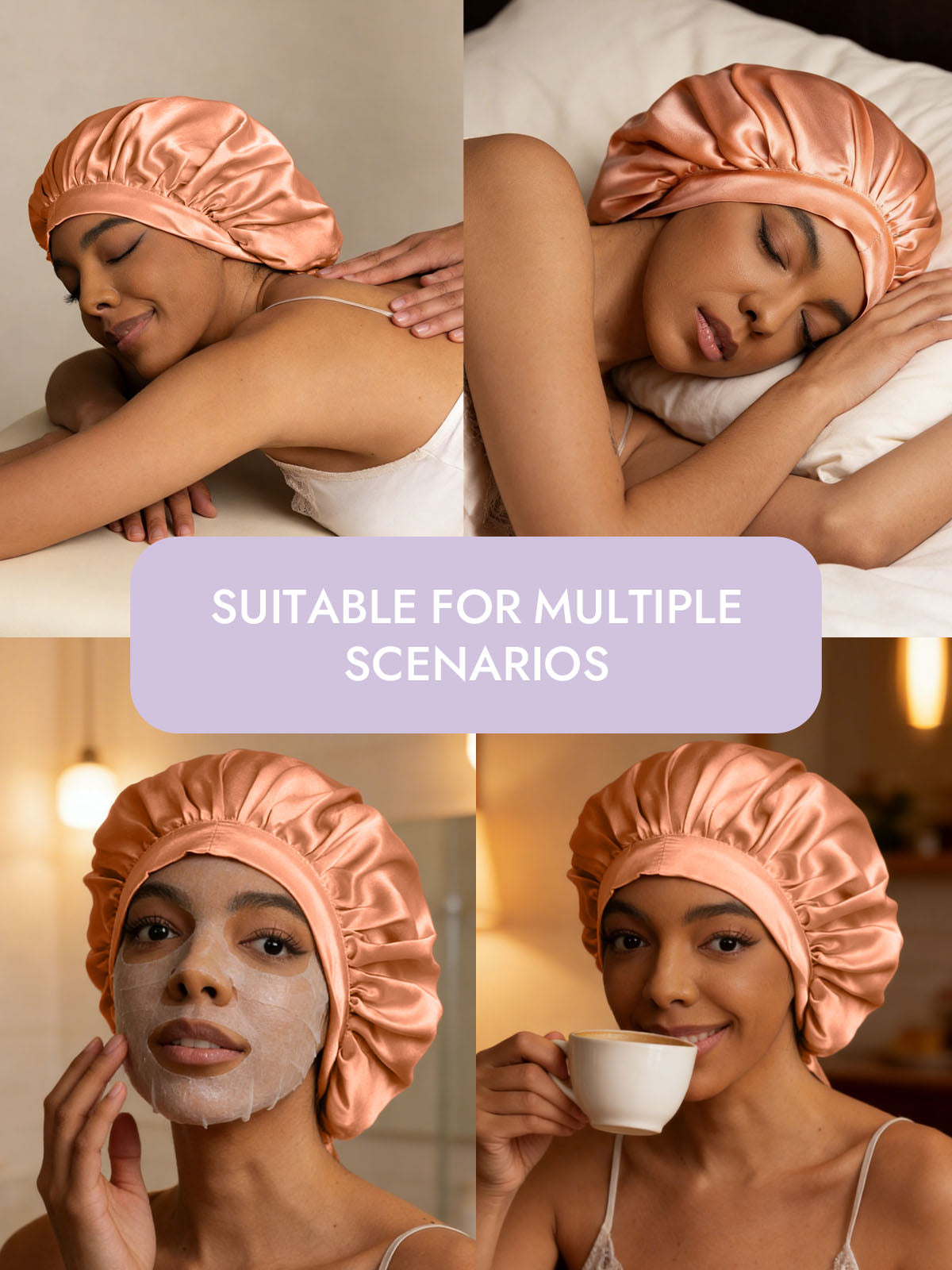 [Coral Pink] SilkSilky  Pure Silk Sleep Cap 006