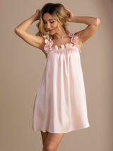 [Pink] SilkSilky  Sleeveless Square Neck Nightgown 001