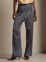 [Dark Gray] SilkSilky  19Momme Stretch Silk Charmeuse Women's Pants 003