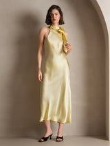 [Light Yellow] SilkSilky  Sleeveless Tie Neck Dress 007