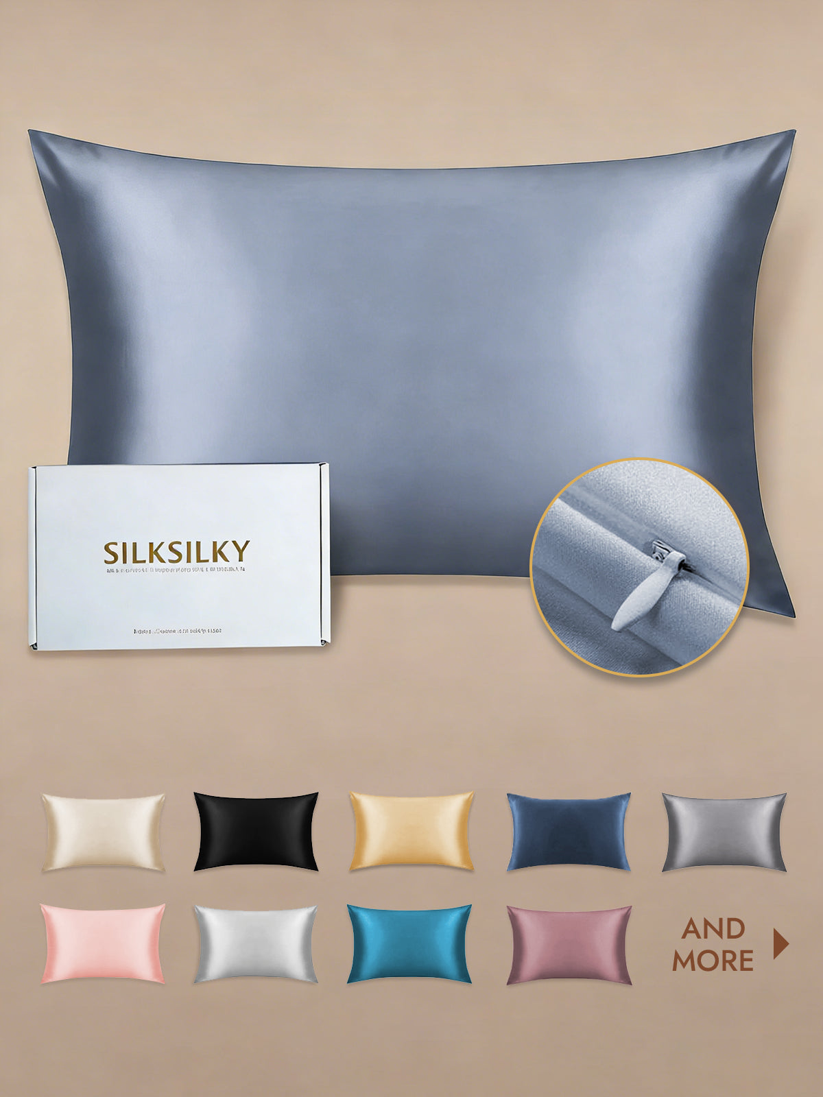 [Grayish Blue] SilkSilky  19Momme Pure Silk Pillowcase 001