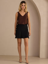[Coffee] SilkSilky  Sleeveless V Neck Camisole Top 006