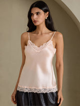 [Pink] SilkSilky  Spaghetti Strap V Neck Camisole Top 001