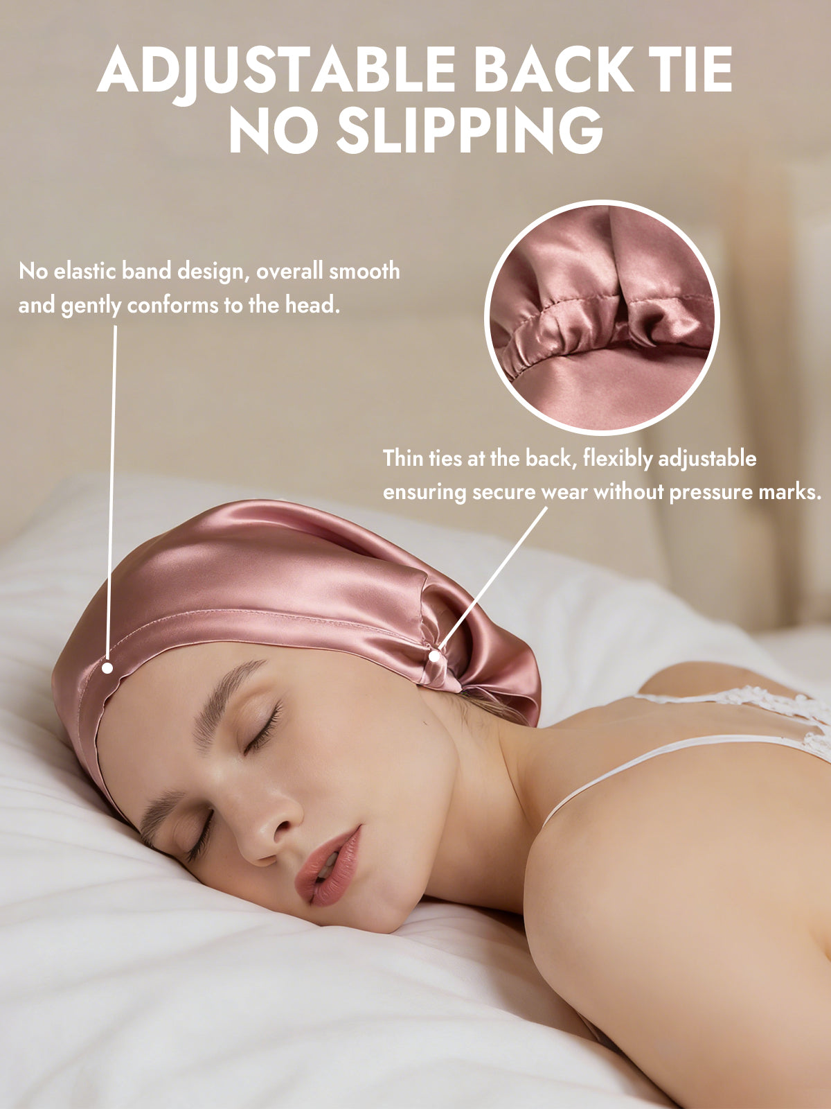 [Pale Mauve] SilkSilky  Pure Silk Sleep Cap 005