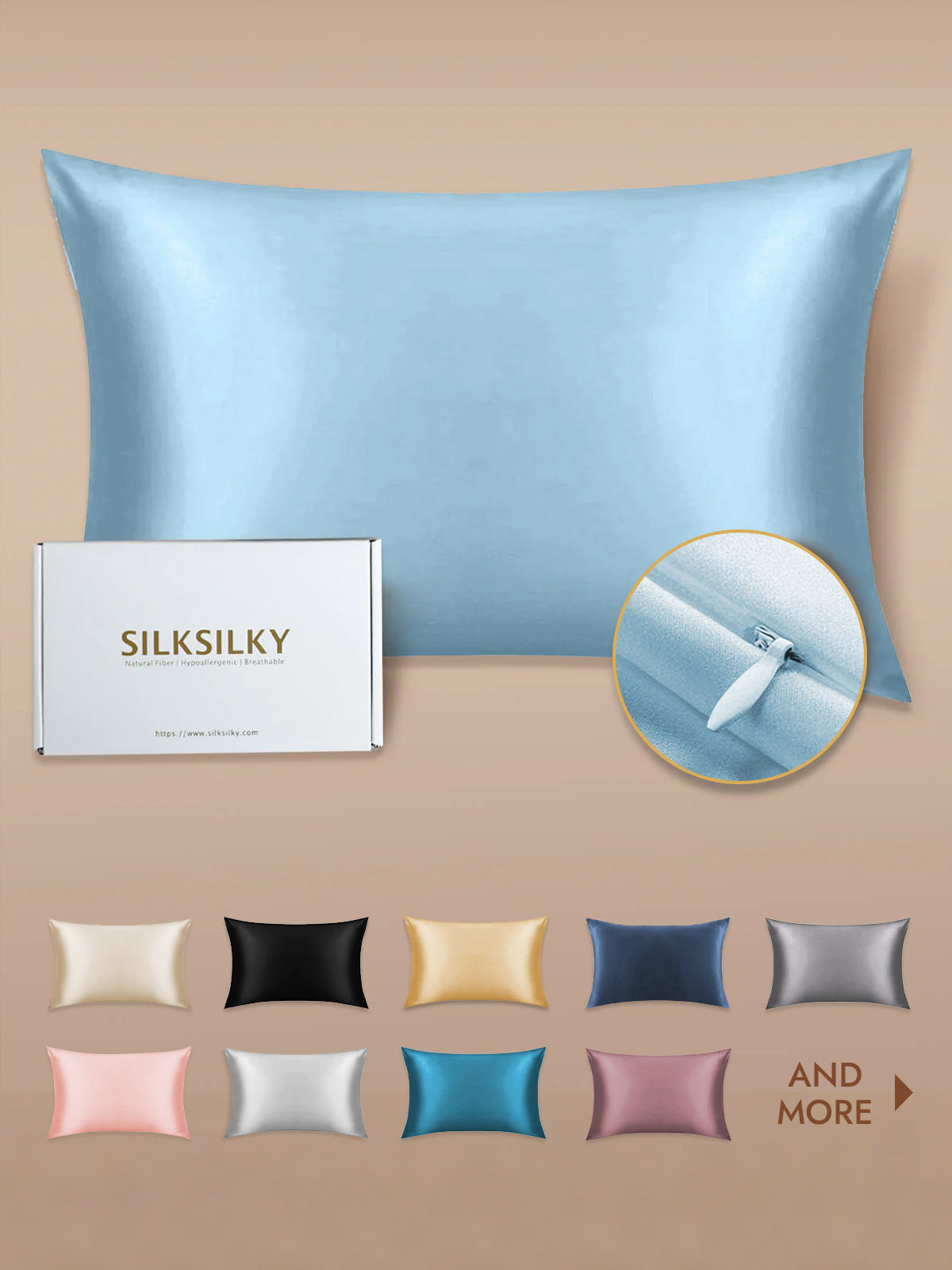 [Light Blue] SilkSilky  19Momme Pure Silk Pillowcase 001
