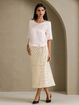 [Pink] SilkSilky  Half Sleeve Women's T-Shirt 006