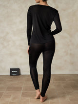 [Black] SilkSilky  Long Sleeve Round Neck Women's Long Johns 002