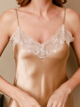 [Champagne] SilkSilky  3/4 Sleeve V Neck Nightgown&Robe Set 007