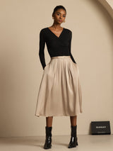 [Tan] SilkSilky  19Momme Silk Skirt 005