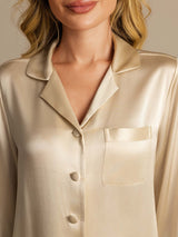 [Champagne] SilkSilky  Long Sleeve Notch Collar Women's Pajamas 008