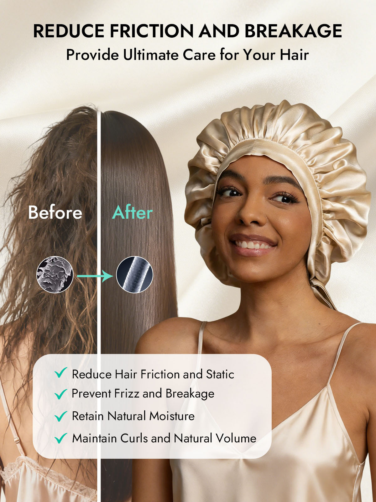 [Beige] SilkSilky  Pure Silk Sleep Cap 003