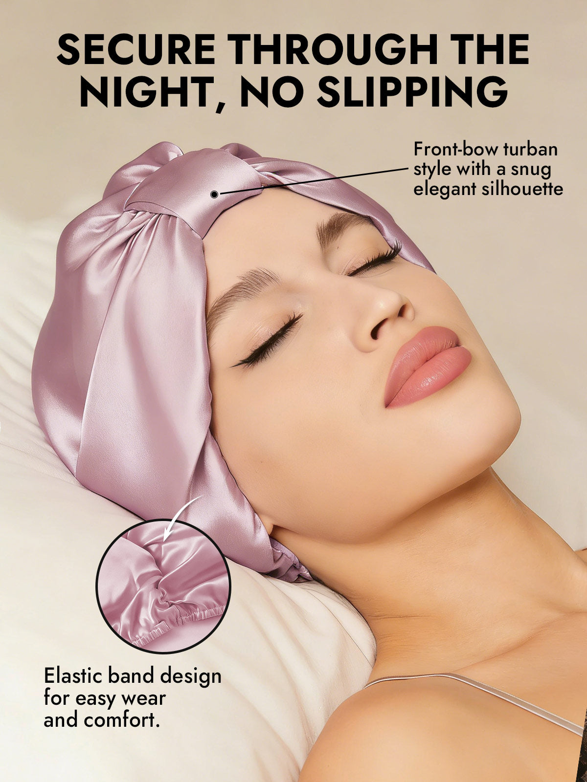 [Pale Mauve] SilkSilky  Sleep Cap 004