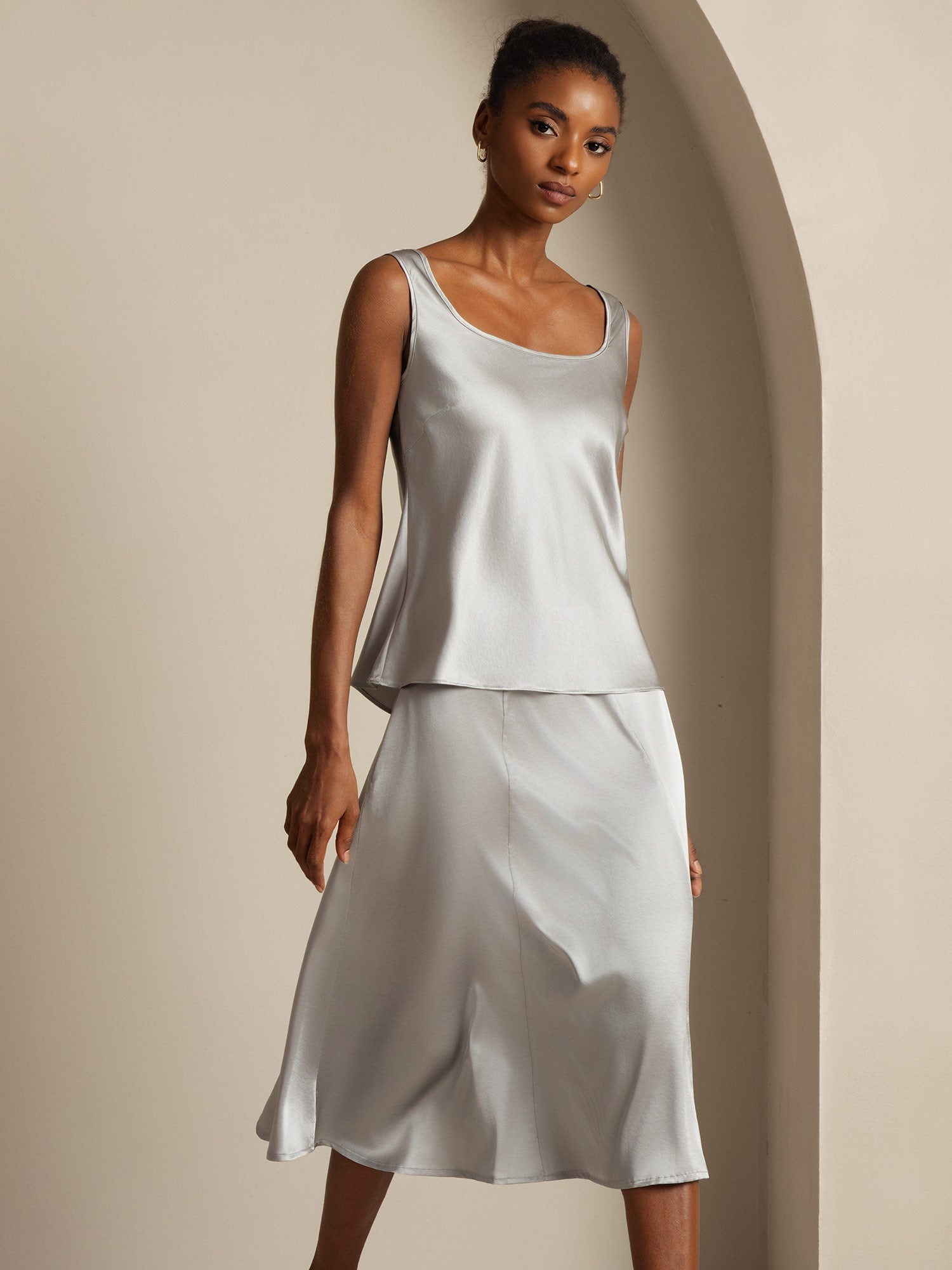 [Griffin Gray] SilkSilky  19Momme Silk U Neck Camisole Top 004,