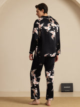 [Black] SilkSilky  Long Sleeve Notch Collar Men's Pajamas 002