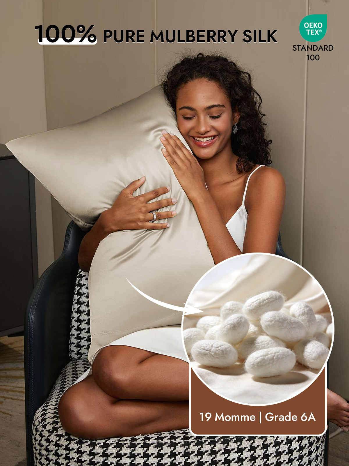 [Khaki] SilkSilky  19Momme Pure Silk Pillowcase 002