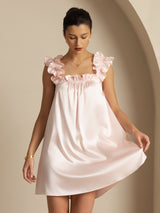 [Pink] SilkSilky  Sleeveless Square Neck Nightgown 005