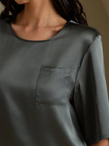 [Dark Gray] SilkSilky  Half Sleeve Women's T-Shirt 004