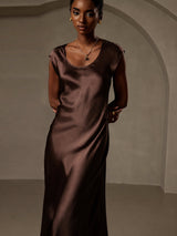 [Coffee] SilkSilky  Cap Sleeve Dress 004