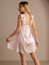 [Pink] SilkSilky  Sleeveless Square Neck Nightgown 002