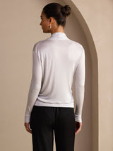 [Gray] SilkSilky  Long Sleeve Wrap Women's Blouse 002