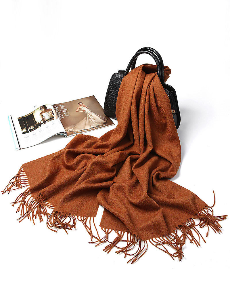 SilkSilky US Wool Scarf Brown 005