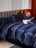 SilkSilky US 22Momme Pure Silk Bedding Set DarkBlue 005