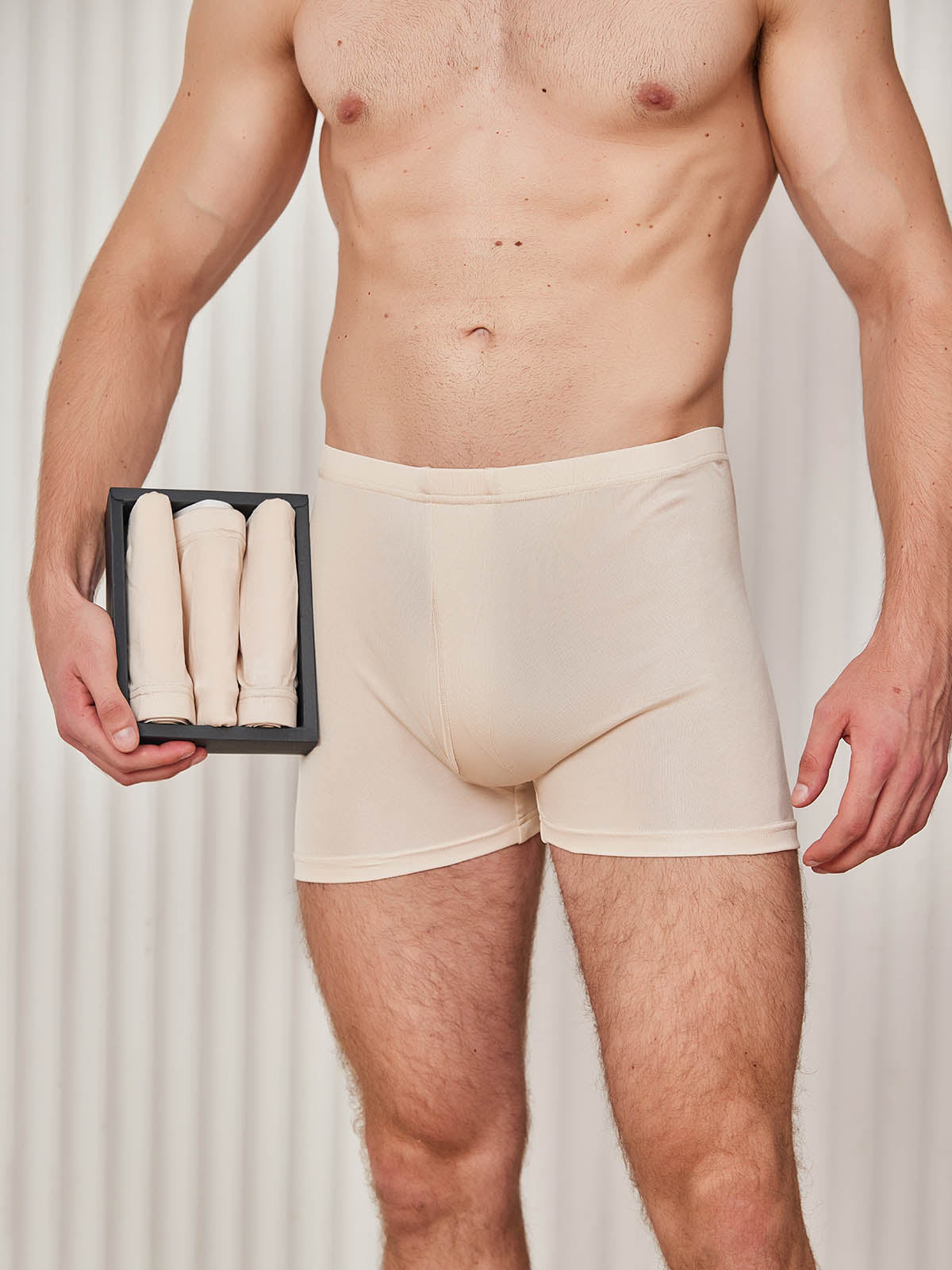 SilkSilky US Silk Knitted Mens Underwear Beige 003