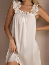 [White] SilkSilky  Sleeveless Square Neck Nightgown 004