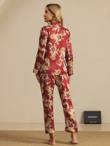 [Wine Dragon] SilkSilky  Long Sleeve Notch Collar Women's Pajamas 002