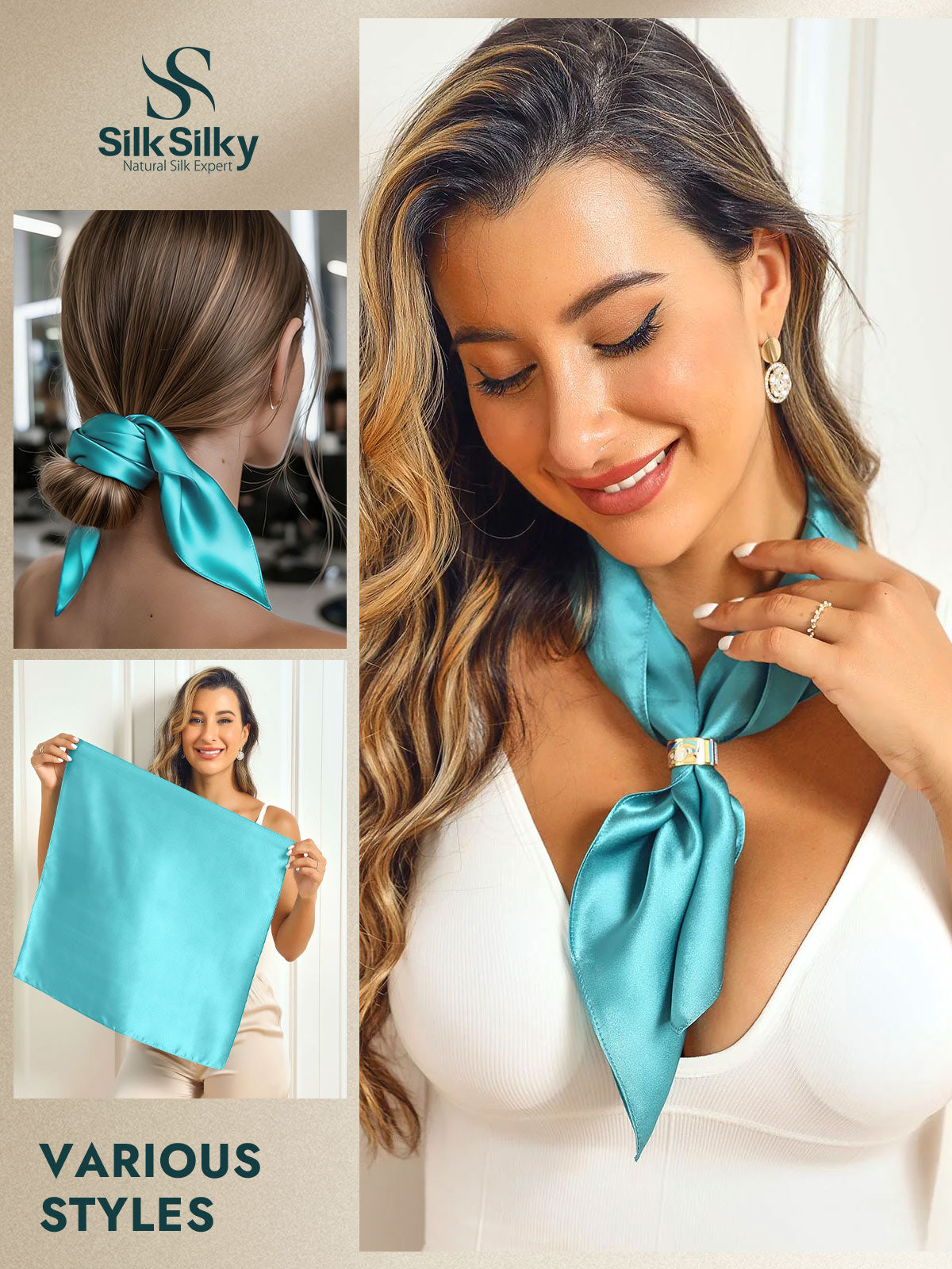 Pure Silk Square Scarf 53x53cm/21 – SILKSILKY