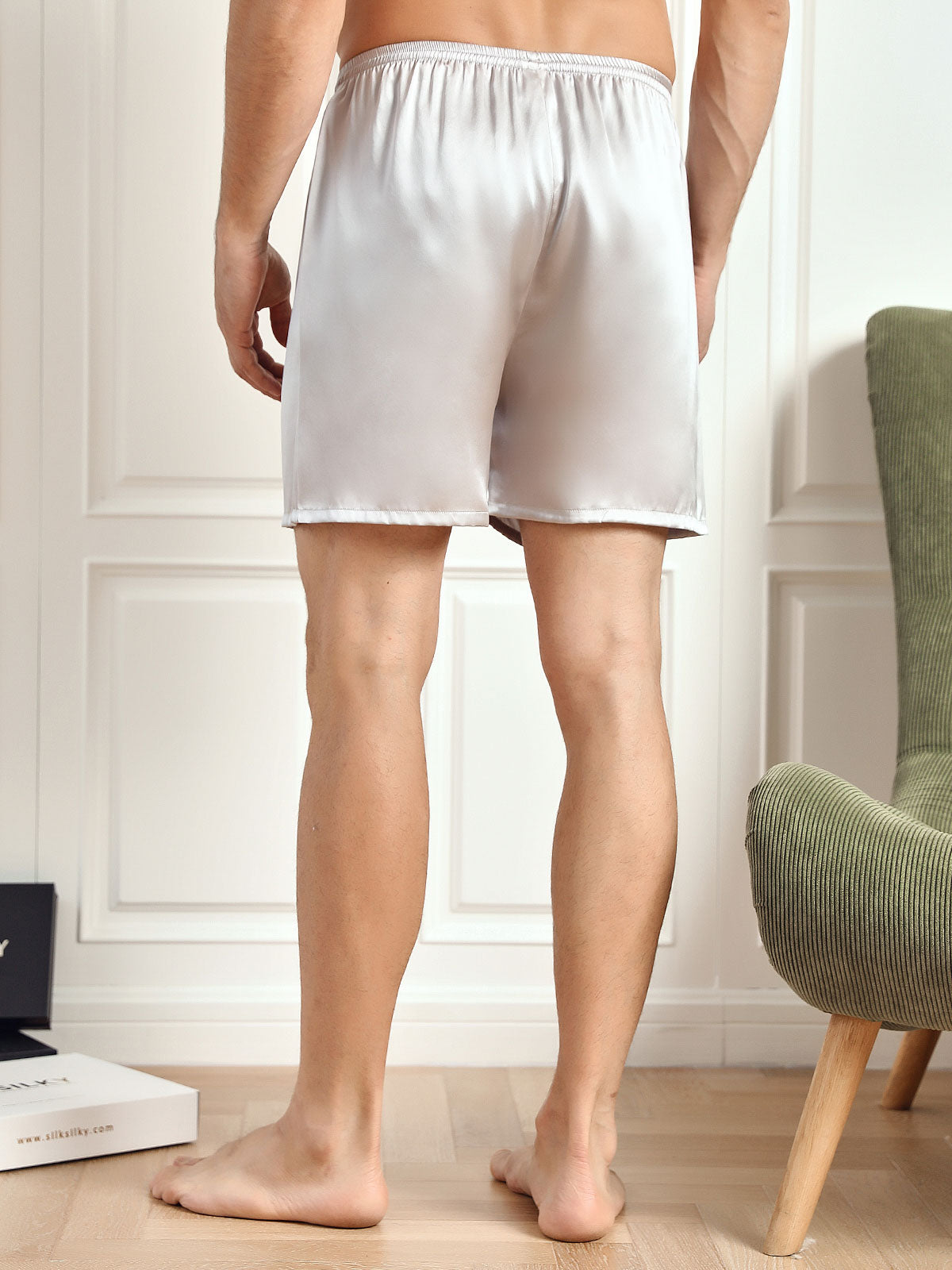 [Silver] SilkSilky  19Momme Pure Silk Mens Sleep Bottoms 002