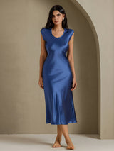 [Real Teal] SilkSilky  Cap Sleeve Dress 004