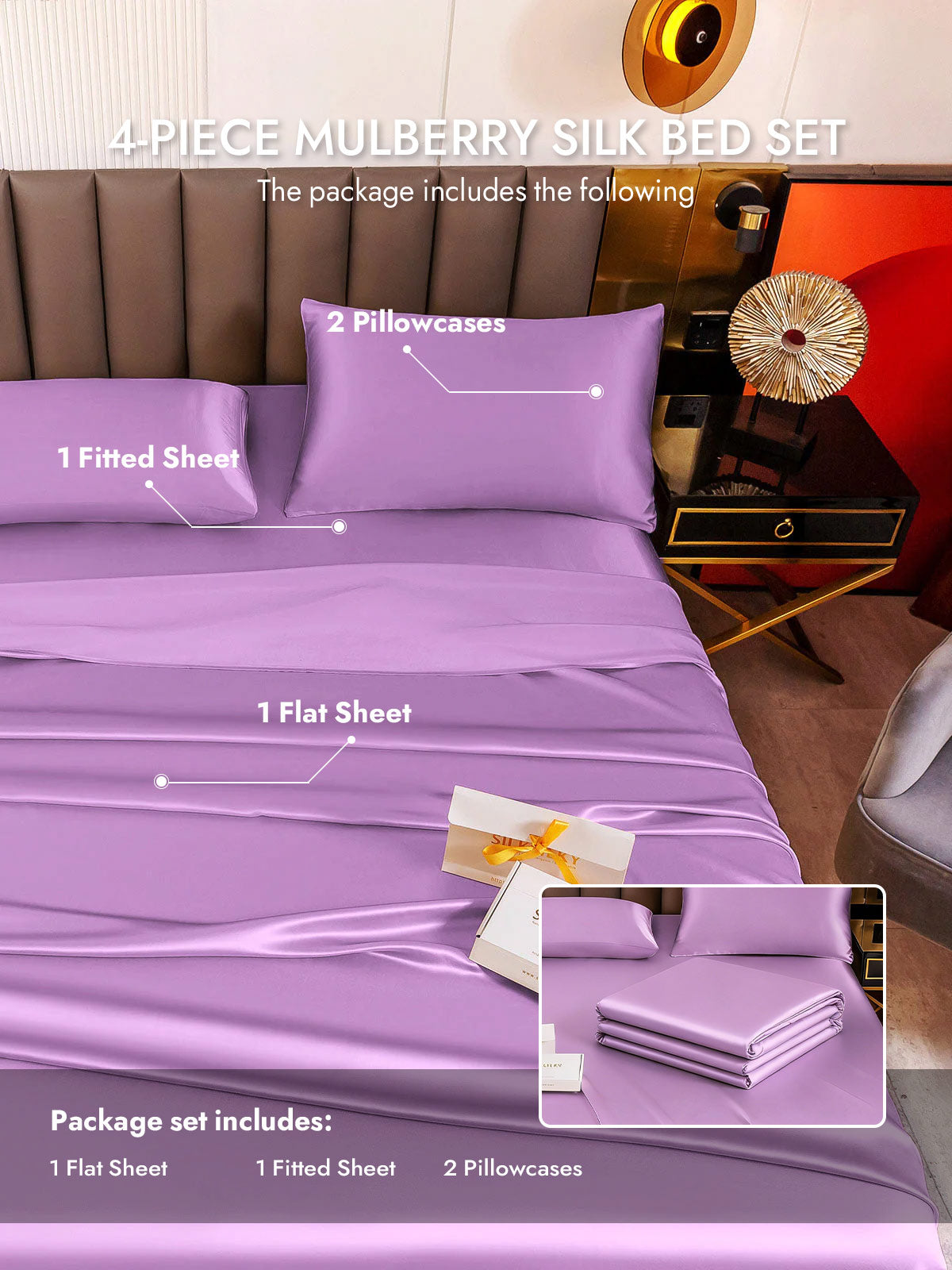 [Lavender] SilkSilky  19Momme Silk Bedding Set 004