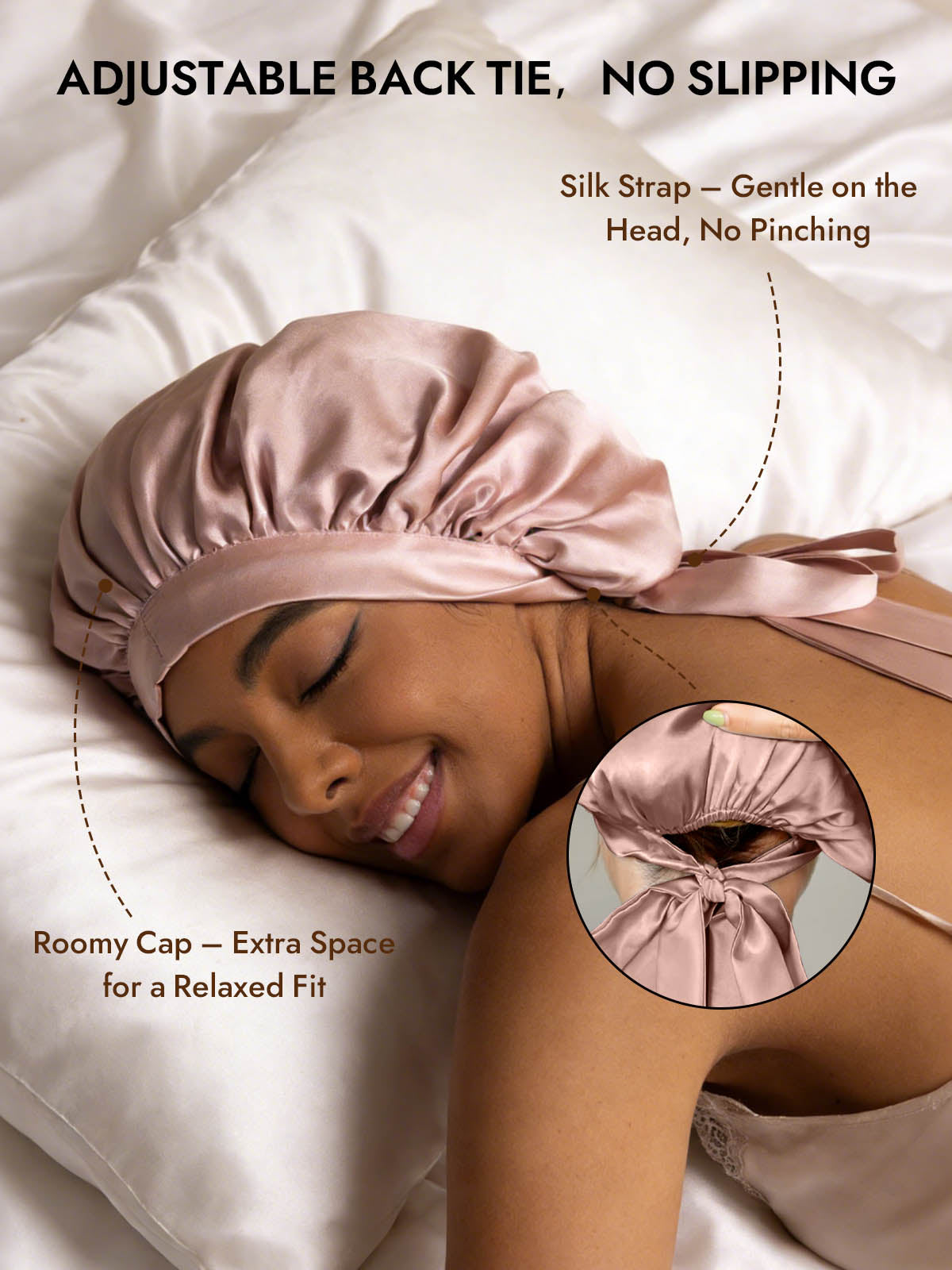 [Pink] SilkSilky  Pure Silk Sleep Cap 004