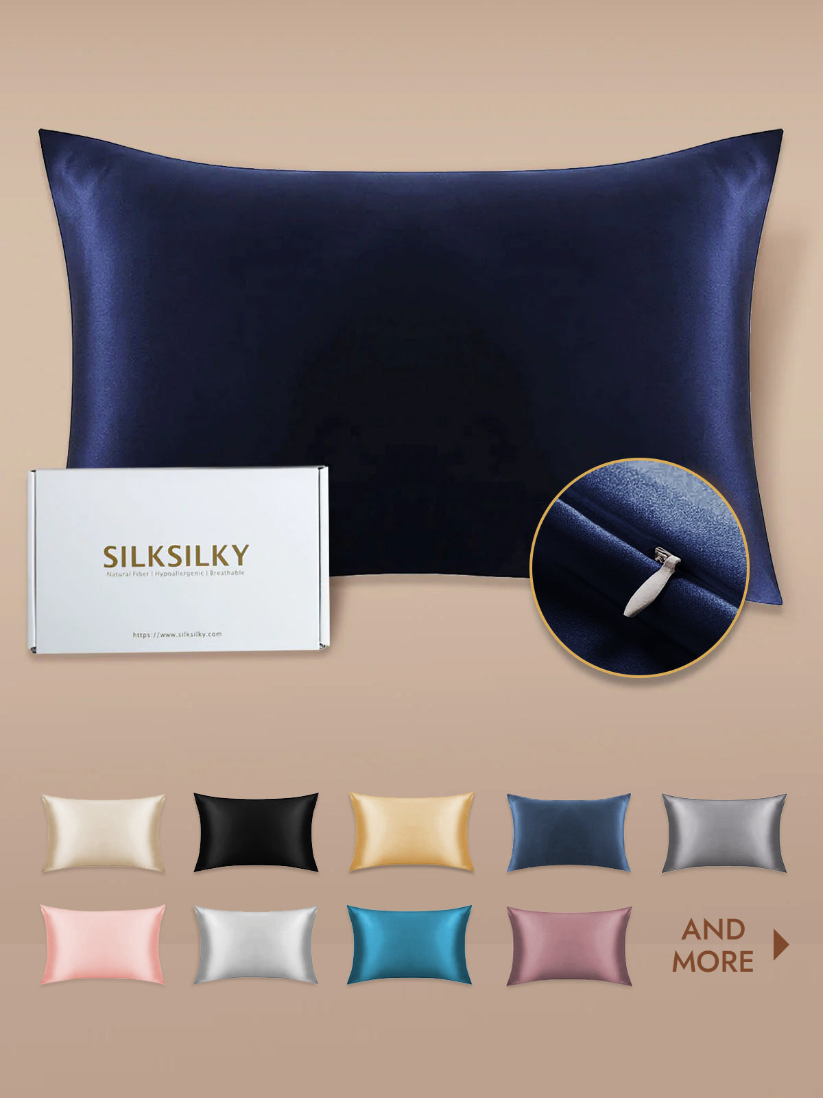 [Dark Blue] SilkSilky  19Momme Pure Silk Pillowcase 001