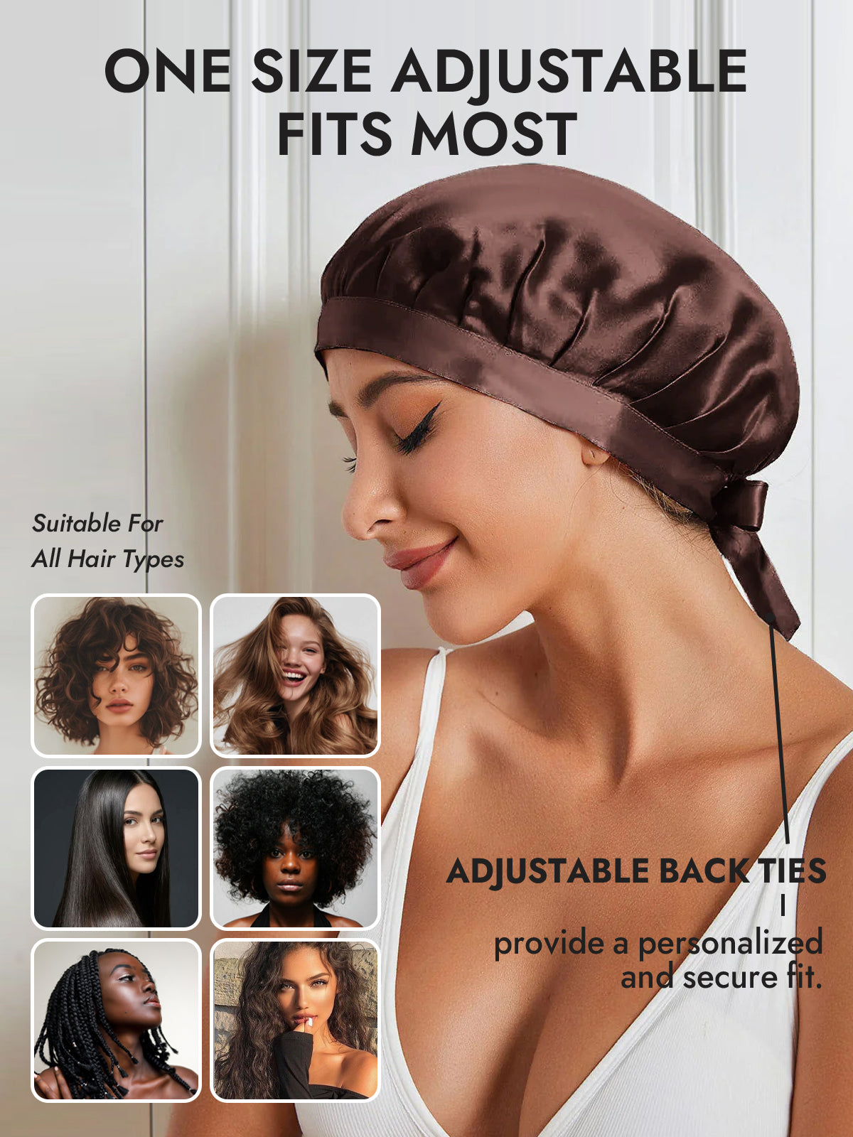 [Coffee] SilkSilky  Pure Silk Sleep Cap 006