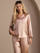 [Tuscany] SilkSilky  Long Sleeve Lapel Collar Women's Pajamas 005