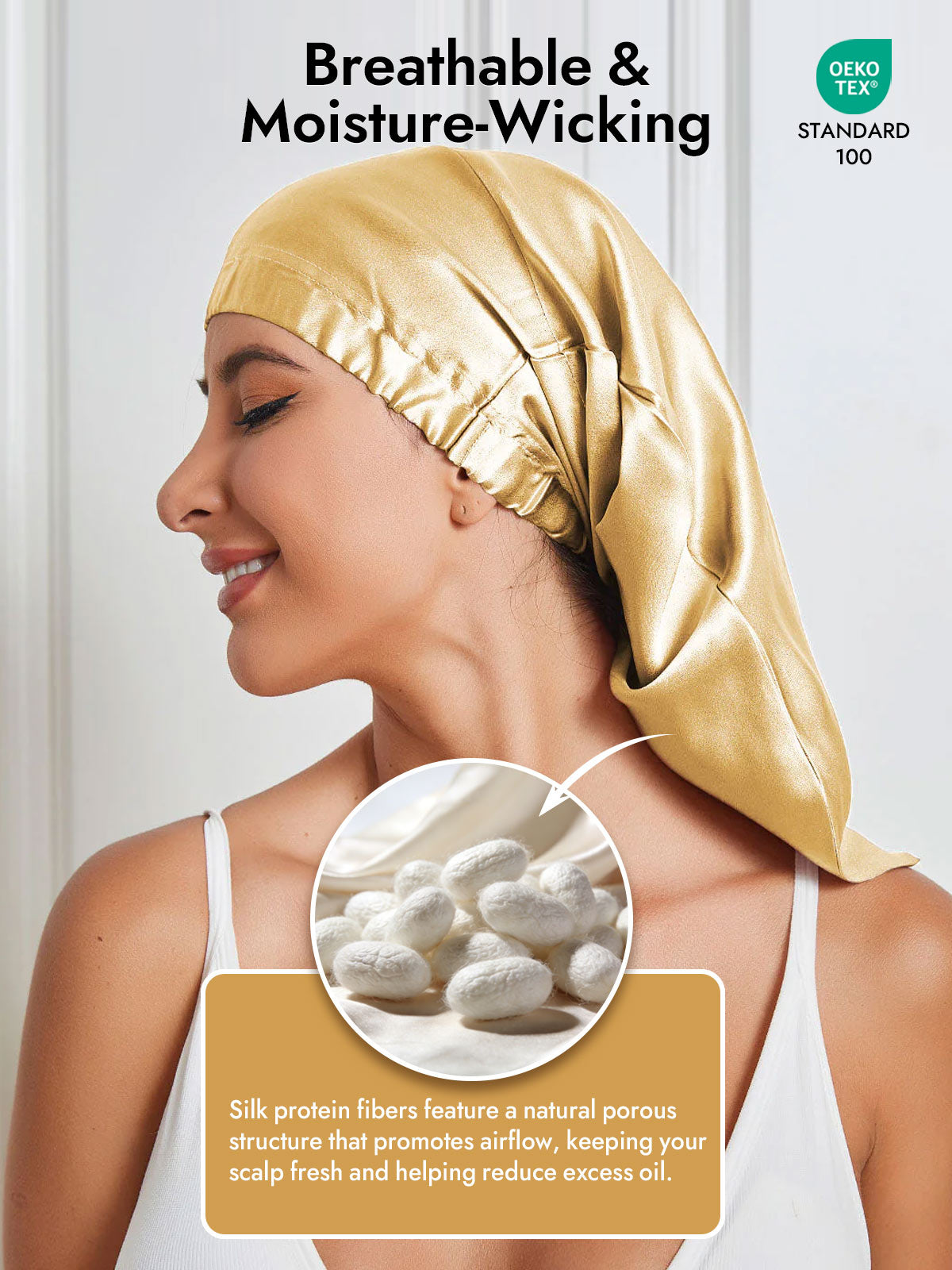 [Champagne] SilkSilky  Sleep Cap 003