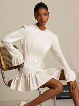 [Sea Pearl] SilkSilky  19Momme Silk Long Sleeve Round Neck Dress 006