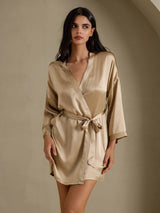 [Champagne Gold] SilkSilky  3/4 Sleeve Women's Robe 003