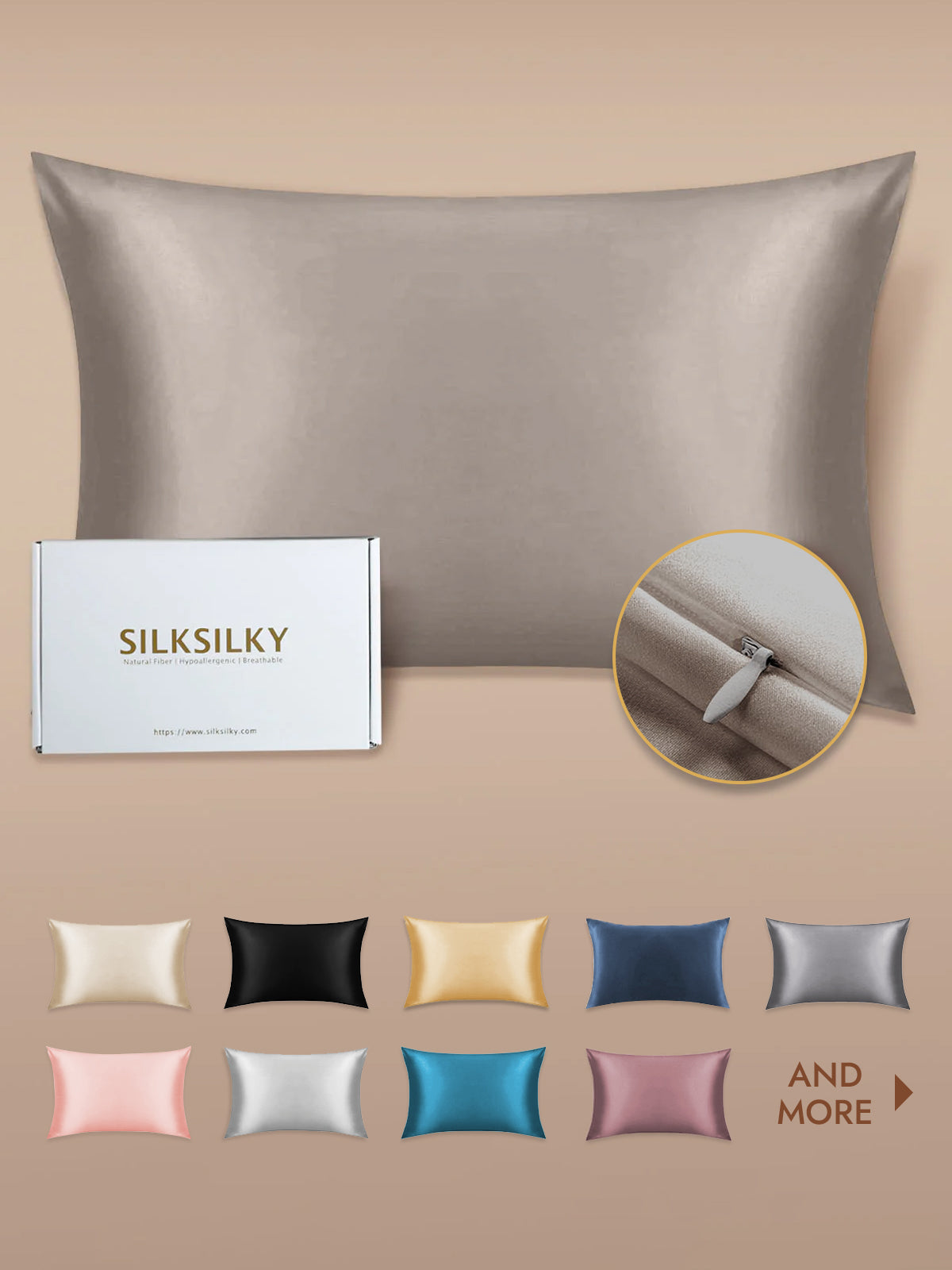 [Gray] SilkSilky  19Momme Pure Silk Pillowcase 001